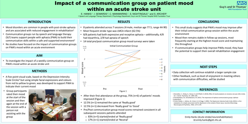 Impact of a communication group on patient mood within an acute stroke unit